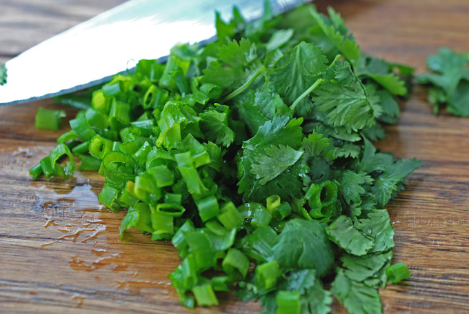 green onions and cilantro