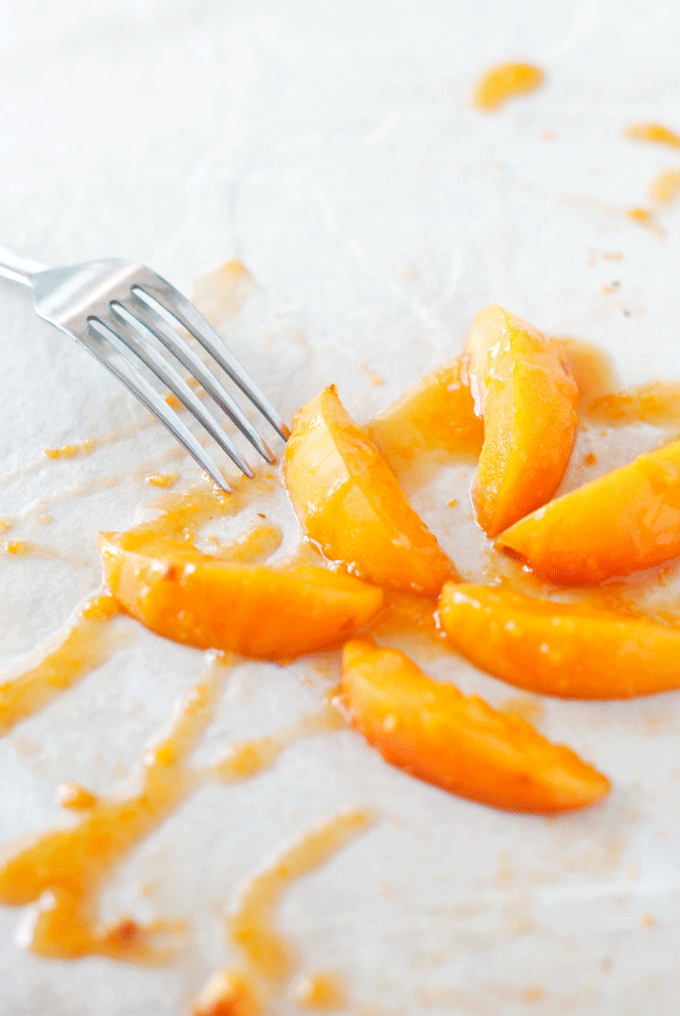 apricots with fork