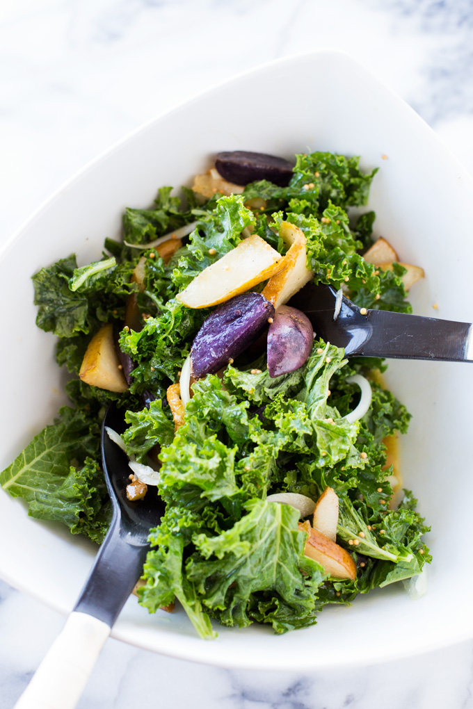 PEAR AND PURPLE POTATO SALAD WITH MUSTARD SEEDS