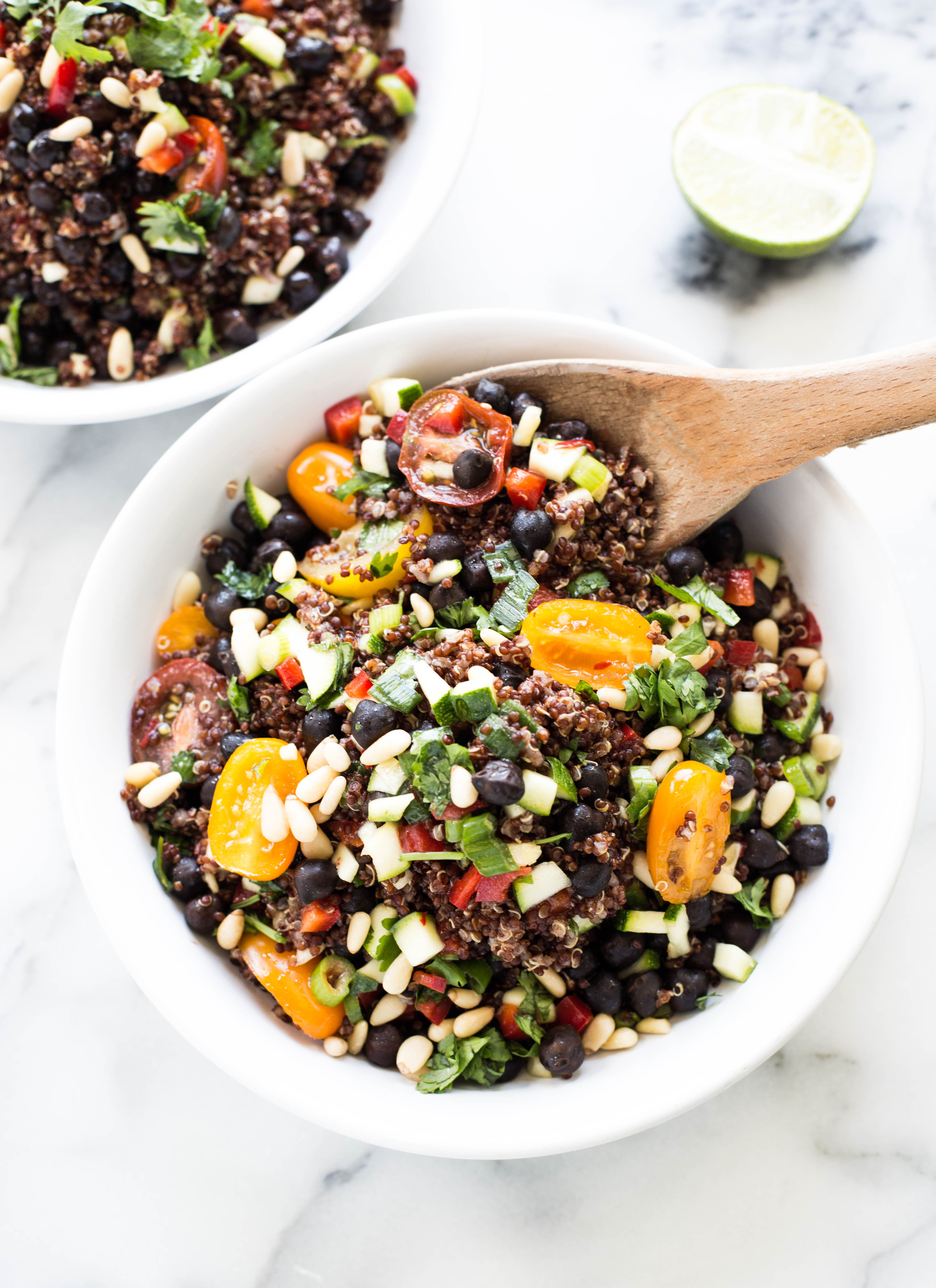 quinoa salad with black chickpeas