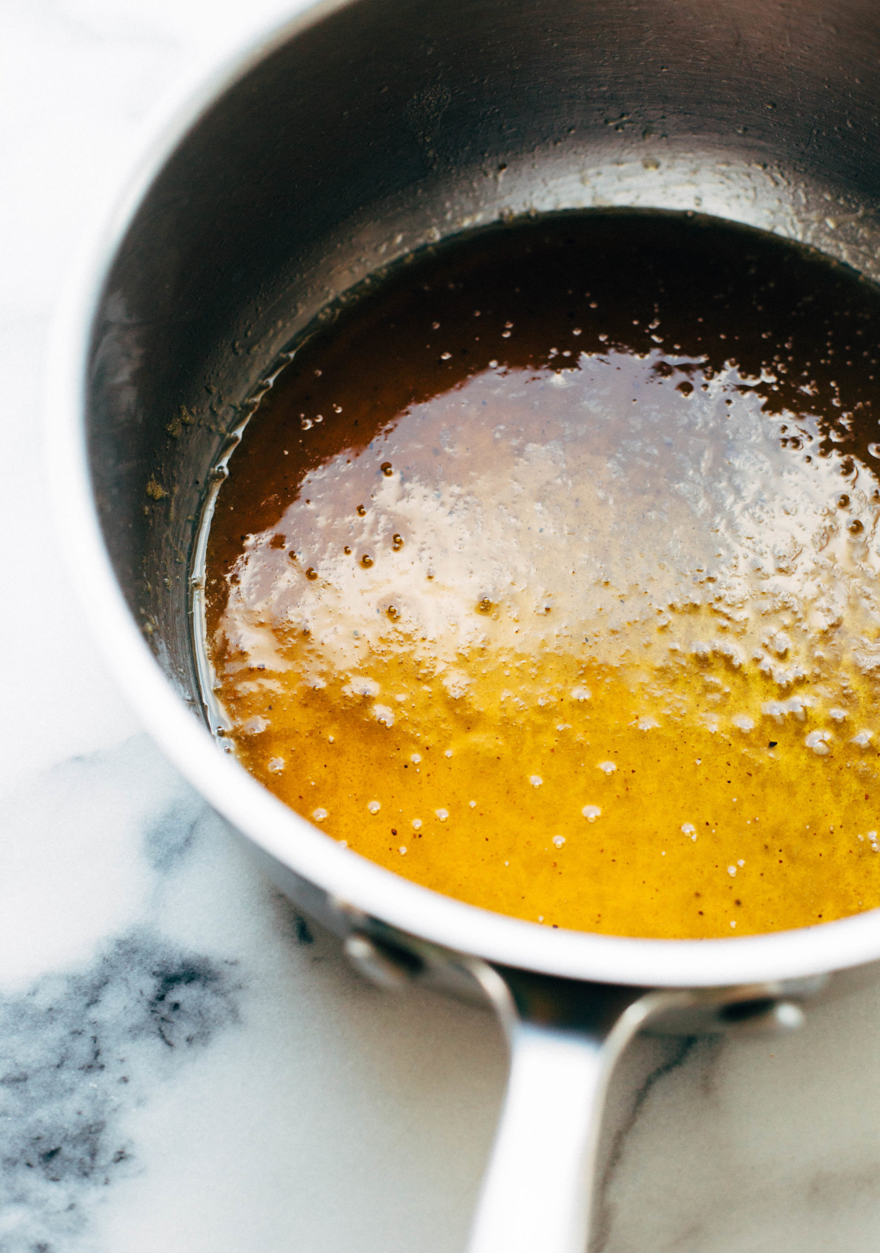 maple syrup glaze in medium pot