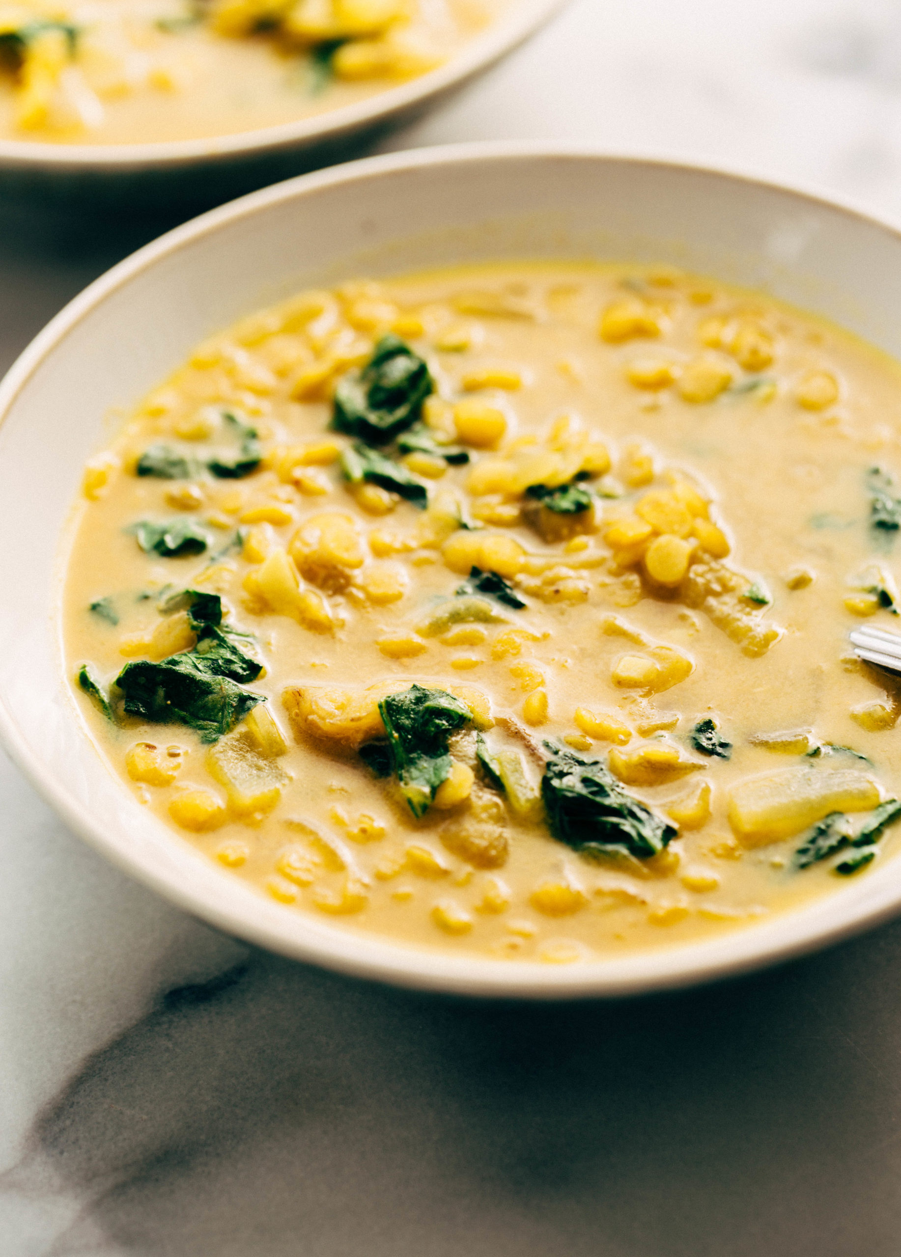 yellow lentil curry bowl