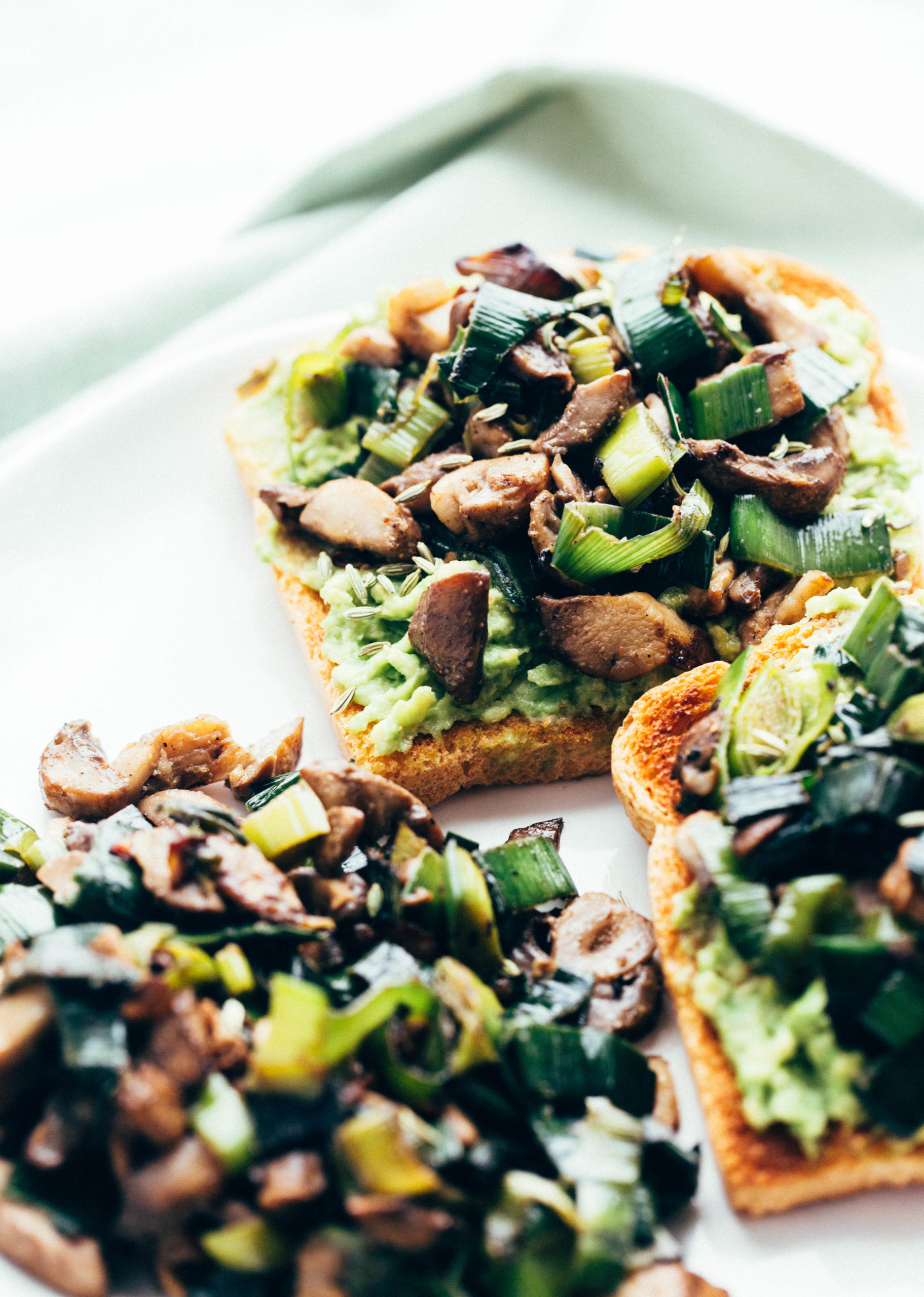 Avocado Leek Mushroom Toast