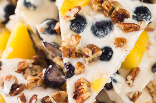 frozen blueberry pineapple yogurt bark