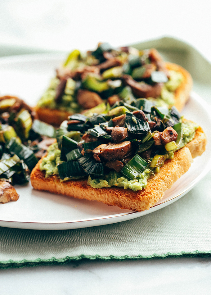 Avocado Leek Mushroom Toast