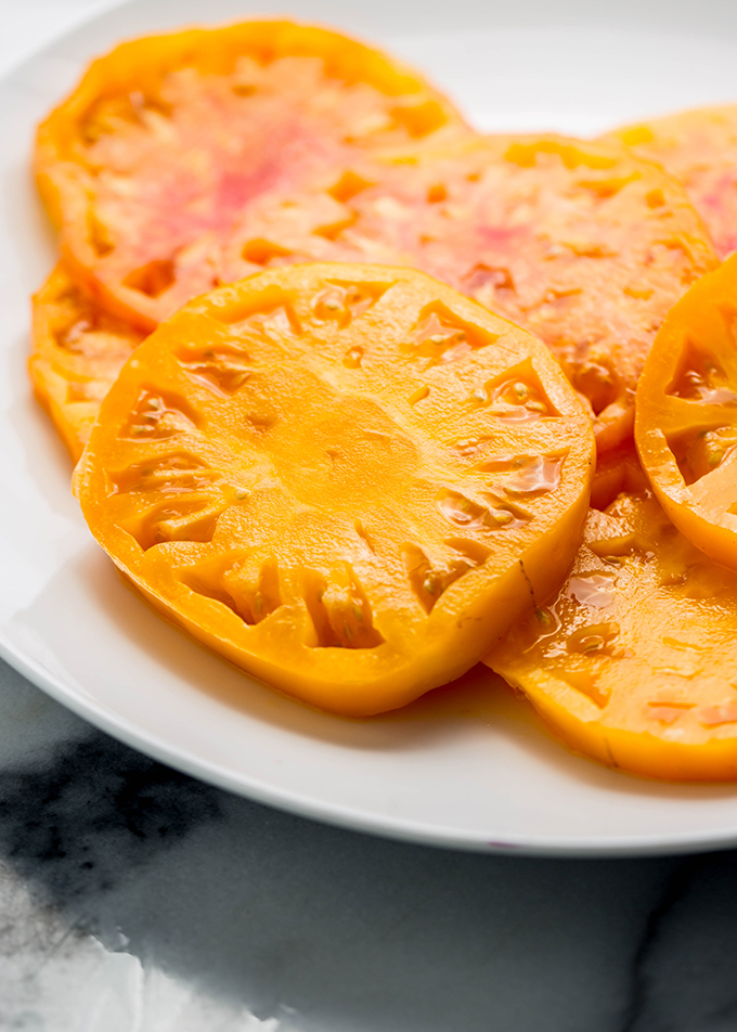 sliced garden fresh heirloom tomatoes