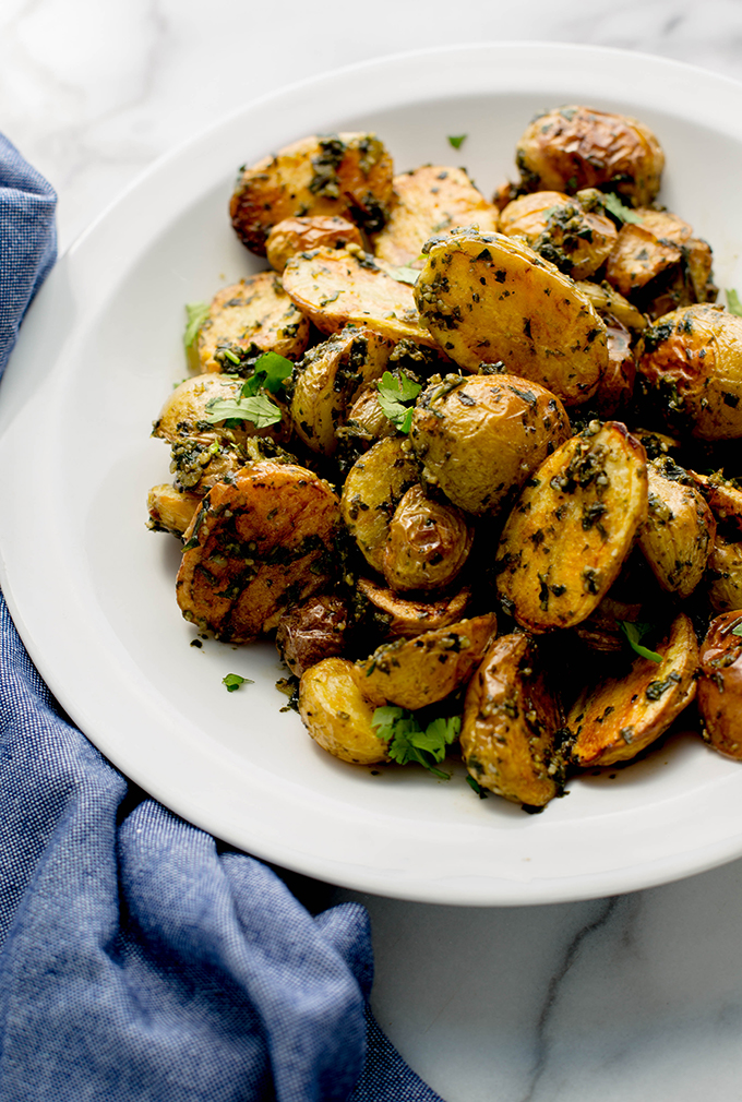 oven roasted pesto potatoes