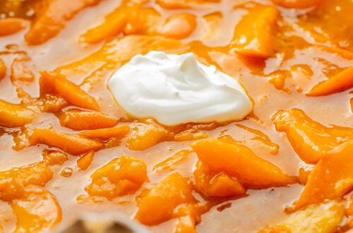 apricot oven pancake with a dollop of sour cream